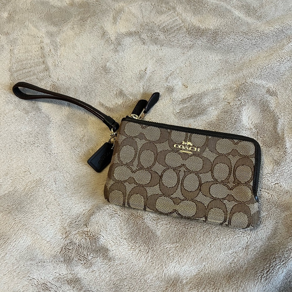 Coach Brown Wristlet Bag